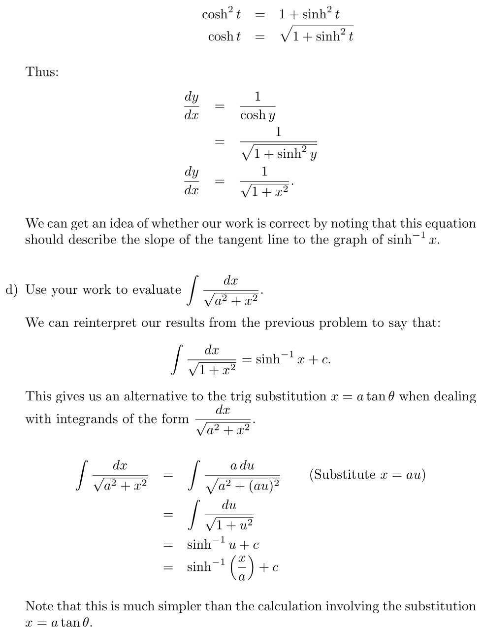 Answer Hyperbolic Sine
