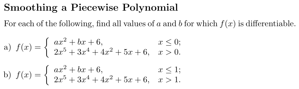 Problem Smoothing a Piecewise Polynomial