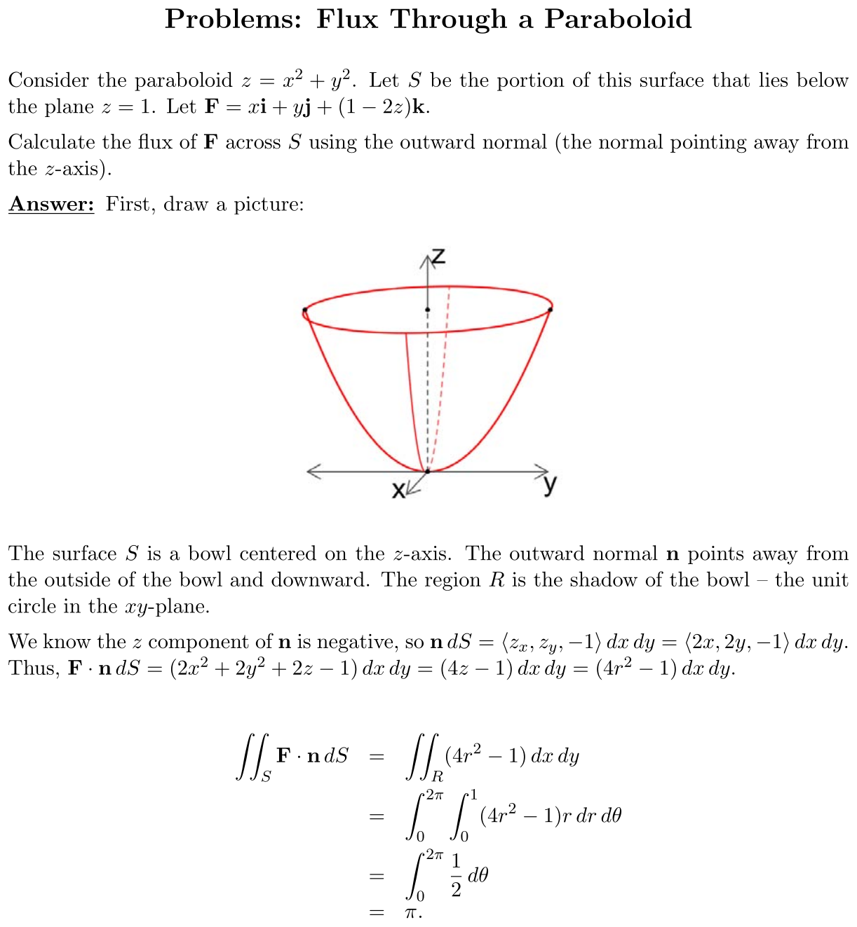 Answer Flux Through a Paraboloid