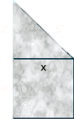 This figure shows a marble sculpture in the form of a square with a right triangle resting on top of it. The sides of the square are x inches long, the legs of the triangle are x and two inches long, and the hypotenuse of the triangle is five inches long.