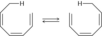A 1,3,5-heptatriene with featured C H bond on C 7 undergoes sigmatropic rearrangement to produce a product drawn as the mirror image of the reactant.