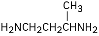 A three-carbon chain with, counting from the left, amine groups on the first and third carbon. There is also a methyl group on the third carbon.