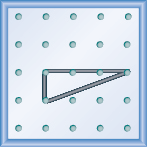 The figure shows a grid of evenly spaced dots. There are 5 rows and 5 columns. There is a rubber band style triangle connecting three of the three points at column 2 row 3, column 2 row 4,and column 5 row 3.