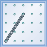 The figure shows a grid of evenly spaced dots. There are 5 rows and 5 columns. There is a rubber band style loop connecting the point in column 1 row 5 and the point in column 3 row 2.