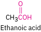 The chemical structure of ethanoic acid.
