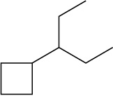 A cyclobutane ring is bonded to C3 of a 5-carbon chain.