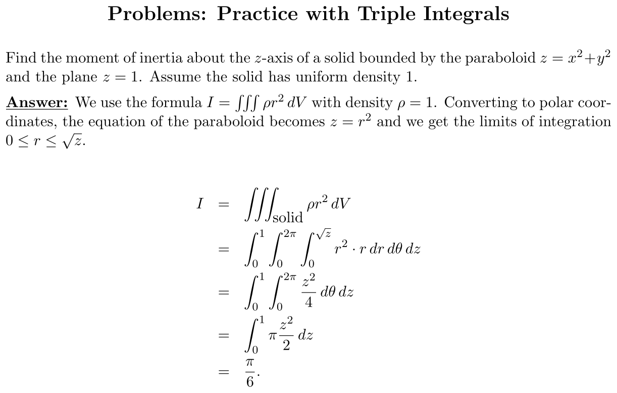 Answer Practice with Triple Integrals
