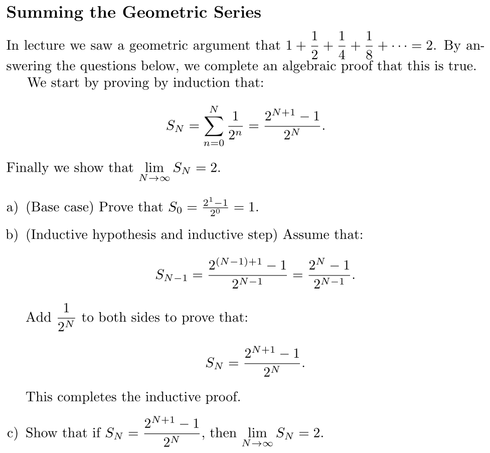 Problem Summing the Geometric Series