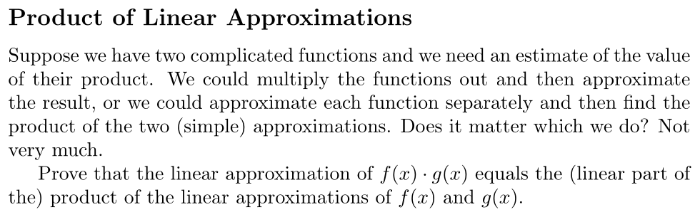 Problem Product of Linear Approximations