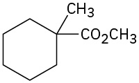 The structure of methyl 1-methylcyclohexanecarboxylate shows a methyl ester and methyl group both attached to the same carbon of a cyclohexane ring.