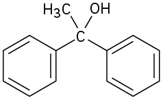 The structure of tertiary alcohol where a central carbon is bound to a benzene ring, two methyl groups, and a hydroxyl group.