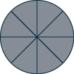 A circle is divided into 8 sections, of which all are shaded.