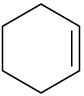 A cyclohexane ring has a double bond between C 1 and C 2.