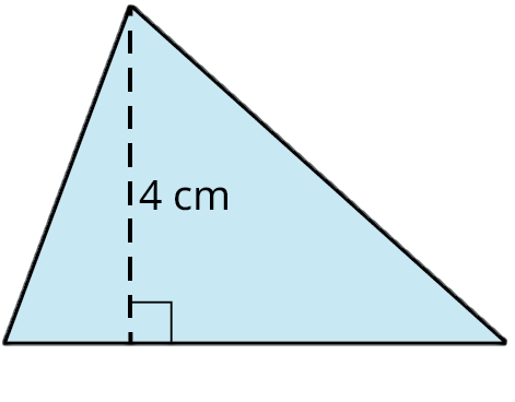 A triangle with its base marked 4 centimeters and height marked 4 centimeters.