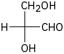 The central carbon is bonded to C H O on right, hydrogen on left, C H 2 O H on the top and hydroxyl on the bottom.