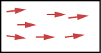 A simple diagram displays nine red arrows arranged in three rows, each pointing uniformly towards the right against a white background.