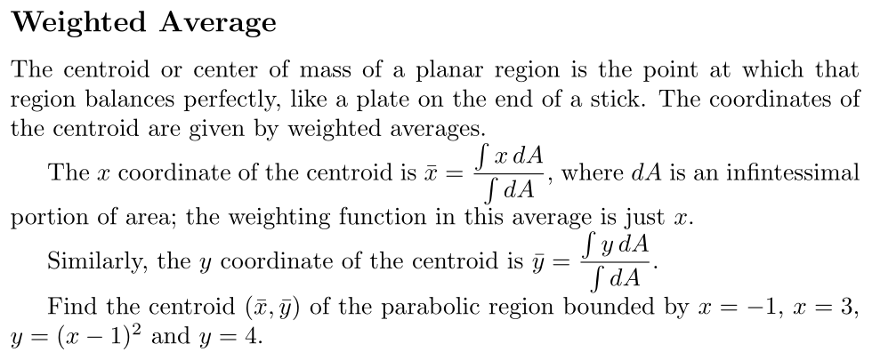 Problem Weighted Average
