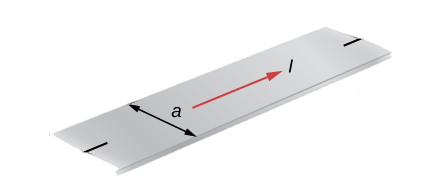 This picture shows a flat, infinitely long sheet of width a that carries a current I uniformly distributed across it. Point P is in the plane of the sheet and at a distance x from one edge.