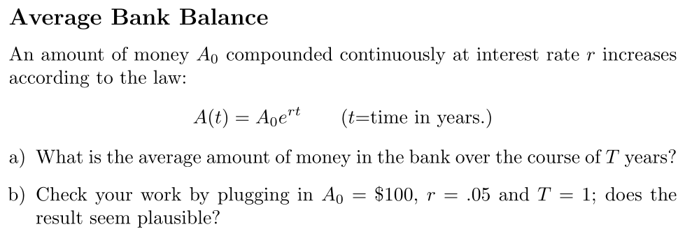 Problem Average Bank Balance
