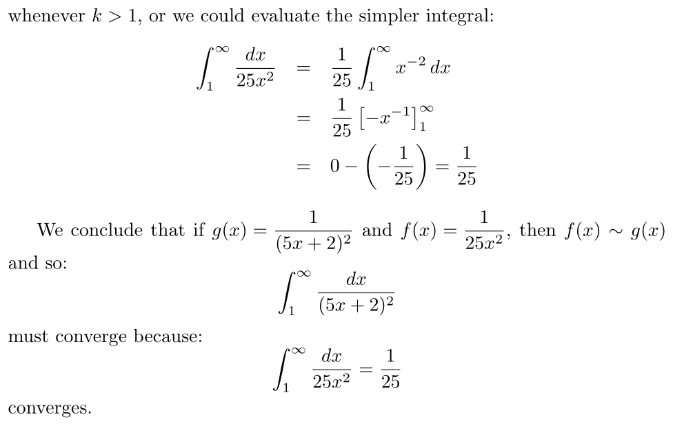 Answer Confirming an Integral Converges