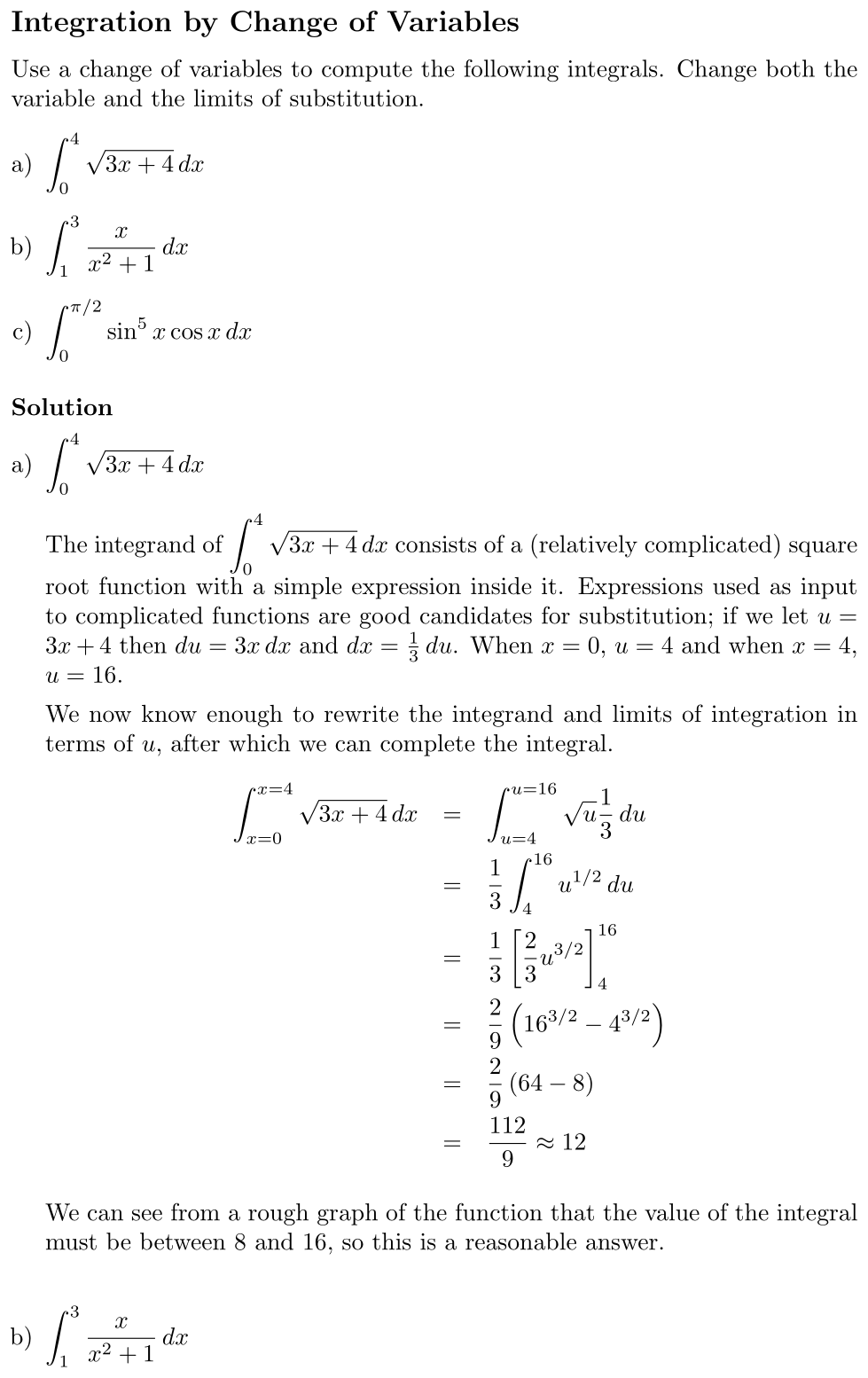 Answer Integration by Change of Variables