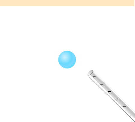 A sphere is shown suspended by a thread from the ceiling. A negatively charged rod is brought near the sphere.