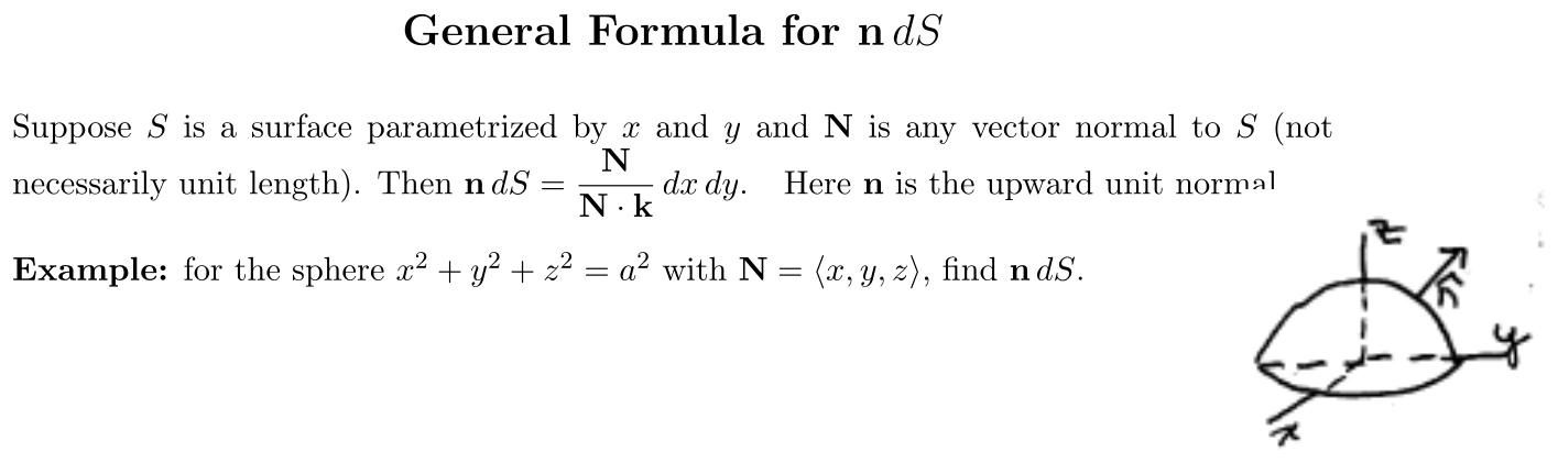 Problem General Formula for n dS