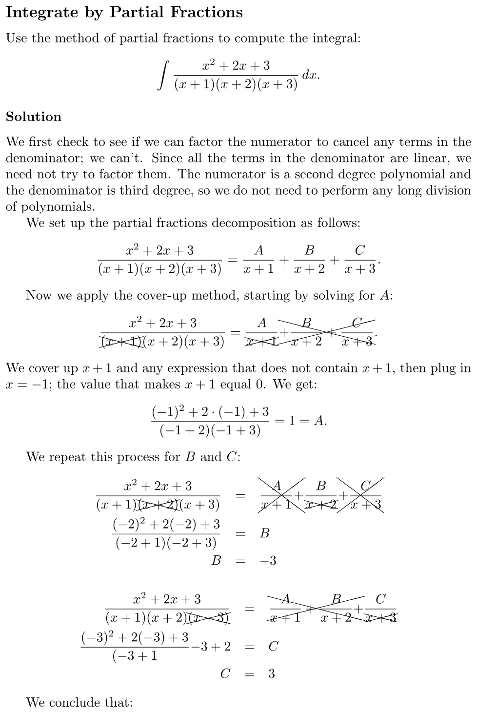 Answer Integrate by Partial Fractions