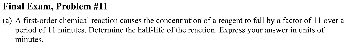 Problem Final Exam, Problem #11