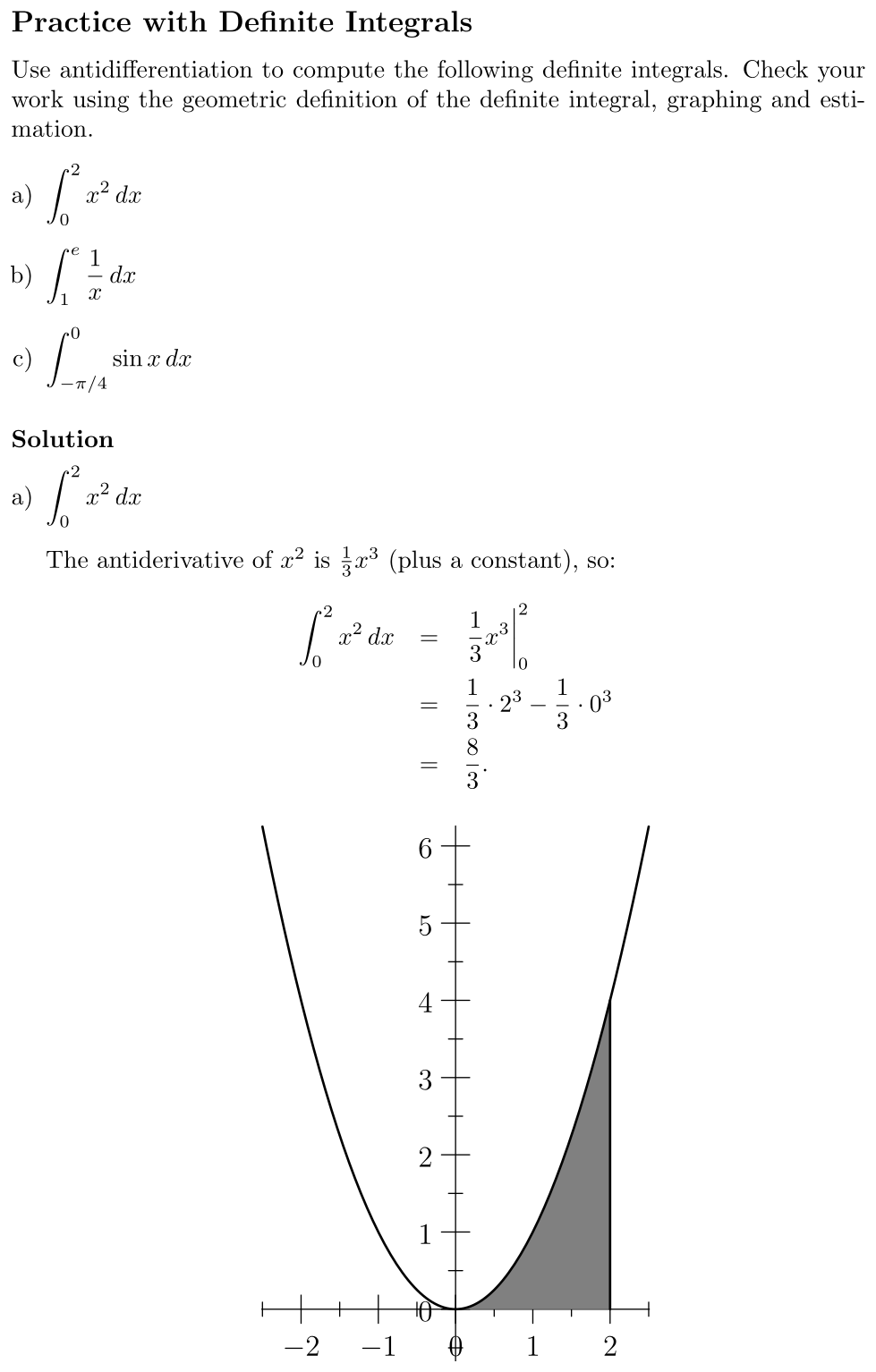 Answer Practice with Definite Integrals