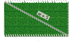 Image shows a rectangular segment of grass with fence around 4 sides and across the diagonal. The vertical side of the rectangle is labeled w and the horizontal side is labeled 3 w. The diagonal fence is labeled w plus 5.
