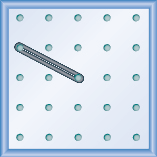 The figure shows a grid of evenly spaced dots. There are 5 rows and 5 columns. There is a rubber band style loop connecting the point in column 1 row 2 and the point in column 3 row 3.