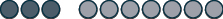 A row of dark grey and light grey oval shapes on a white background, with a gap separating the first two darker shapes from the subsequent lighter shapes.