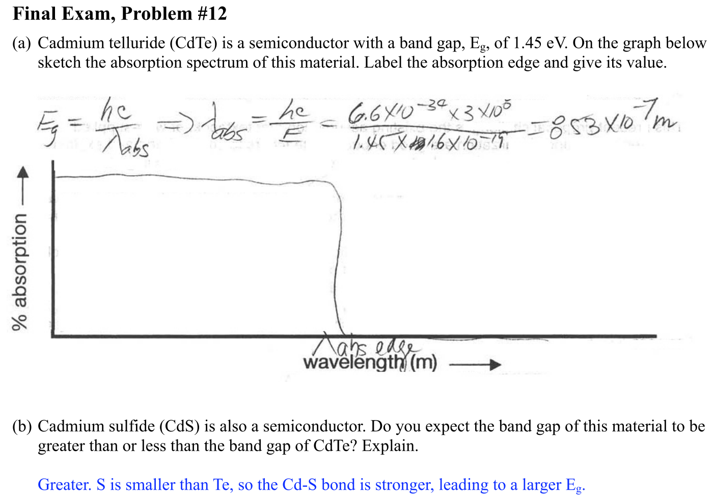 Answer Final Exam, Problem #12