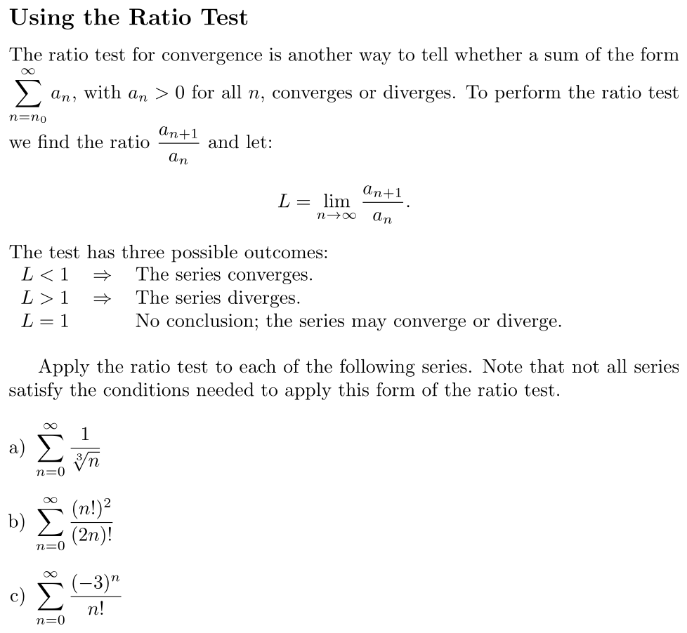 Problem Using the Ratio Test