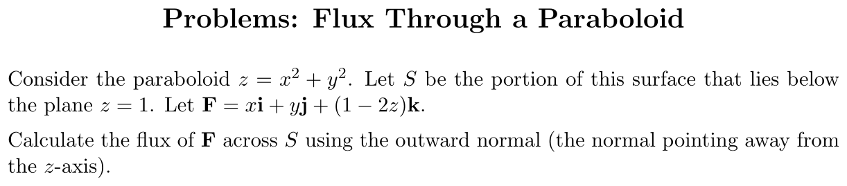Problem Flux Through a Paraboloid