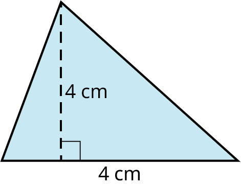 A triangle with its base marked 4 centimeters and height marked 4 centimeters.