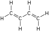 The chemical structure of 1,3-butadiene.