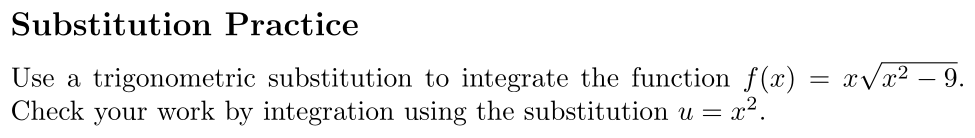 Problem Substitution Practice