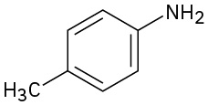 The structure of the benzene ring with an amino group on C 1 and a methyl group on C 4.