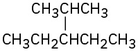 The molecular structure of 3-ethyl-2-methylpentane is represented