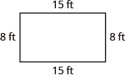 An image of a rectangle that is 8 feet tall and 15 feet wide.