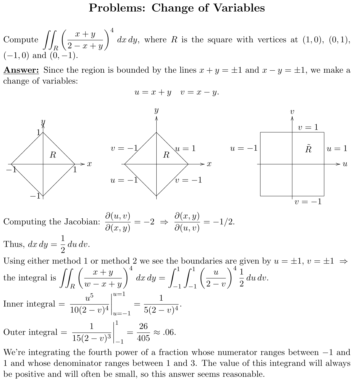 Answer Change of Variables