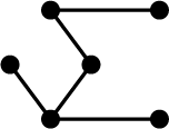 Three graphs. Each graph has 6 vertices and 5 edges.