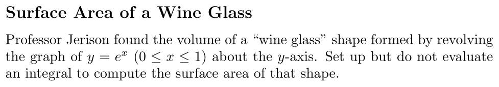 Problem Surface Area of a Wine Glass