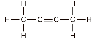 A structure is shown. There is a C atom which forms single bonds with three H atoms each. This C atom is bonded to another C atom. This second C atom forms a triple bond with another C atom which forms a single bond with a fourth C atom. The fourth C atom forms single bonds with three H atoms each.