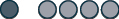 A dark blue circle stands alone, followed by four lighter grey circles in a row, all aligned horizontally on a white background.