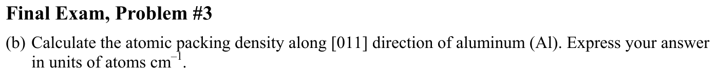 Problem Final Exam, Problem #3