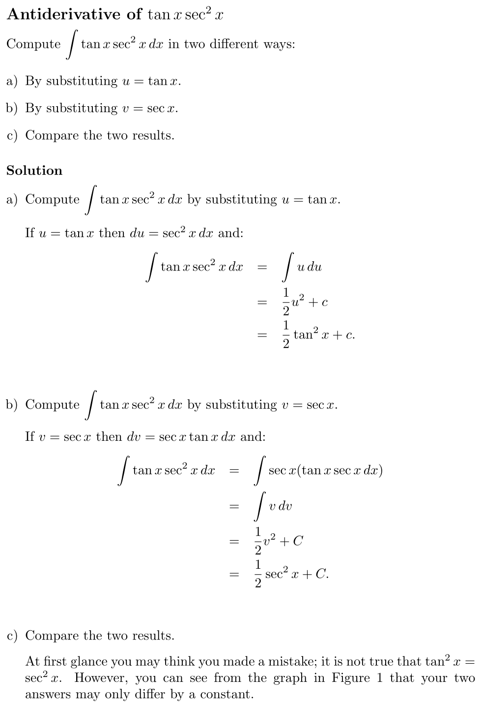 Answer Antiderivative of tan x sec² x