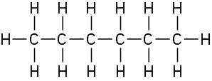 The chemical structure of hexane.